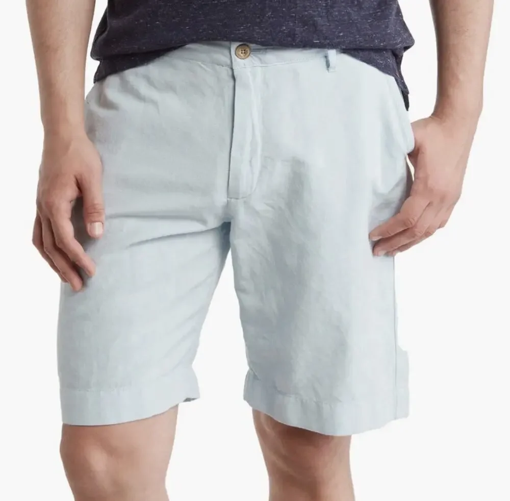 Faherty Cotton/Linen 9” Malibu Chino Shorts Summer Light Blue - Size 42 $128