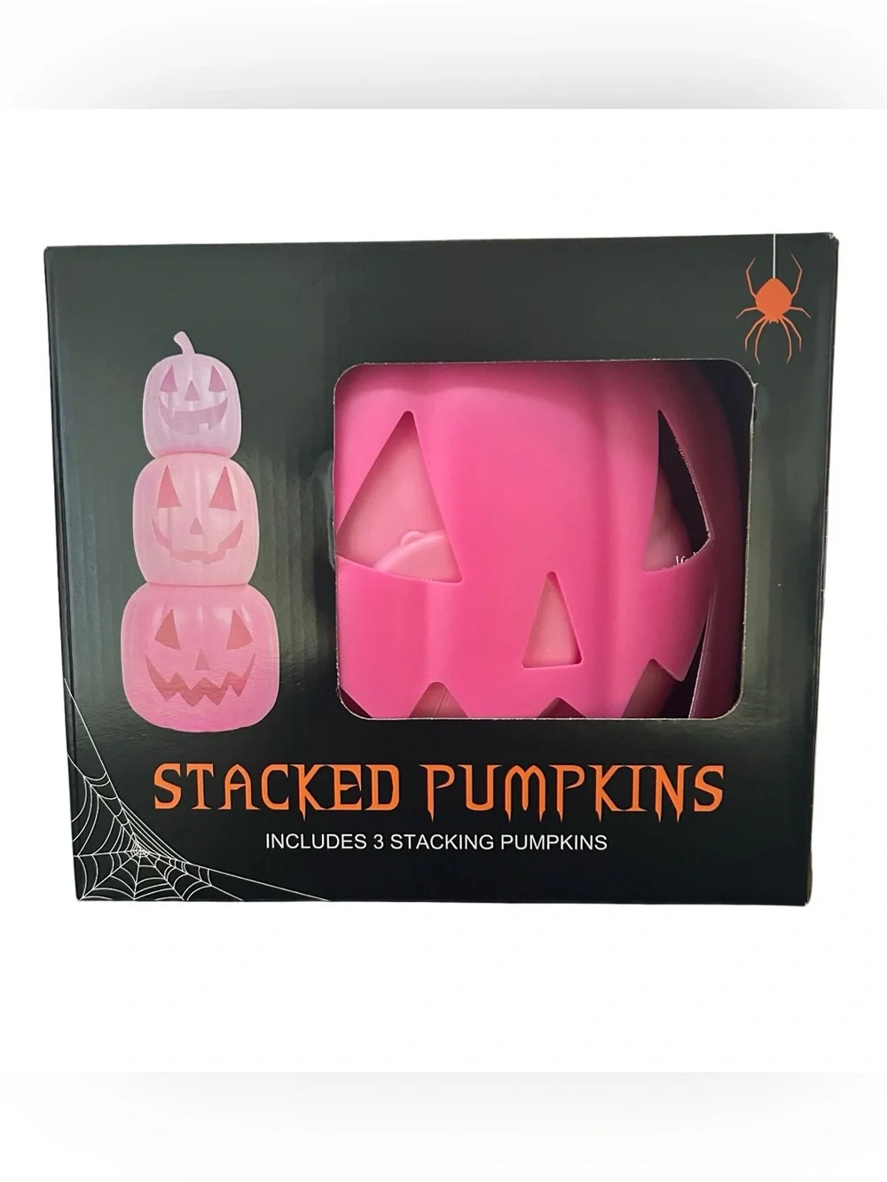 Summerween Pumpkin Stacking Set Of 3 Pink Pumpkins Halloween Plastic Stackable