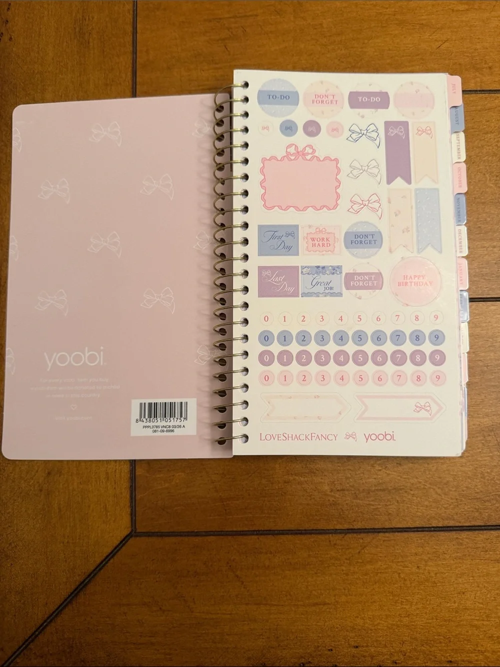 Yoobi Pink LoveShackFancy Floral Planner with Gold Foil Accents