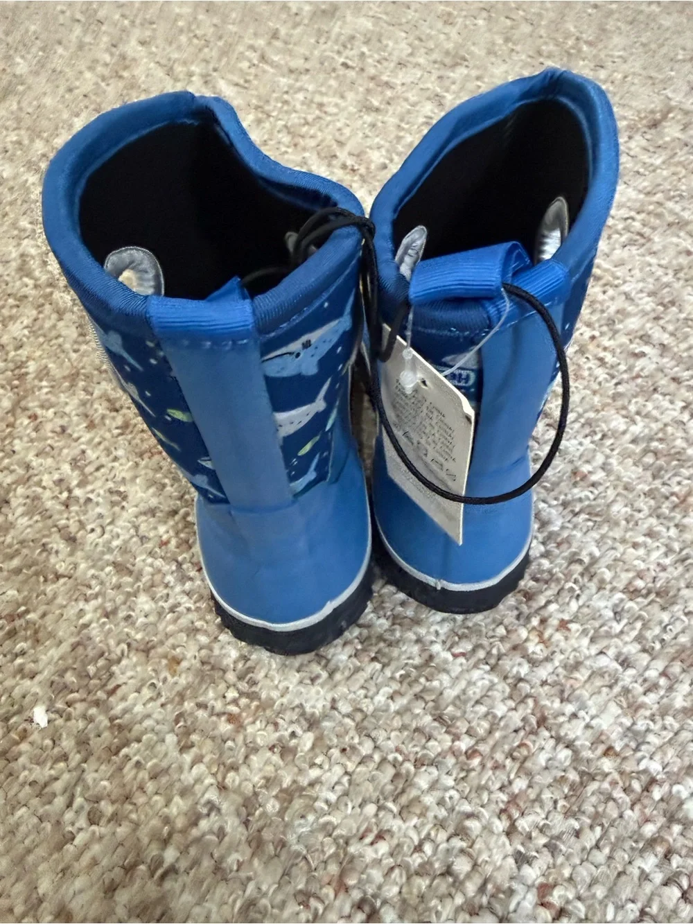 Kids Blue Shark Print Rain Boots