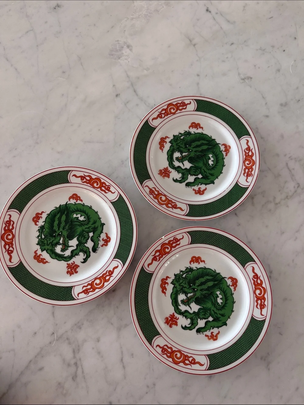 Vintage Fitz & Floyd Dragon Crest Salad Dessert Plates 7.5” Set of 3