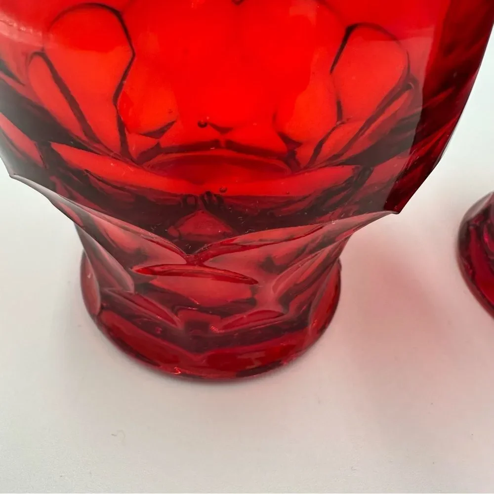 Vintage Glass Georgian Ruby Faceted Glass Tumblers Set of 2 Drinkware Holiday