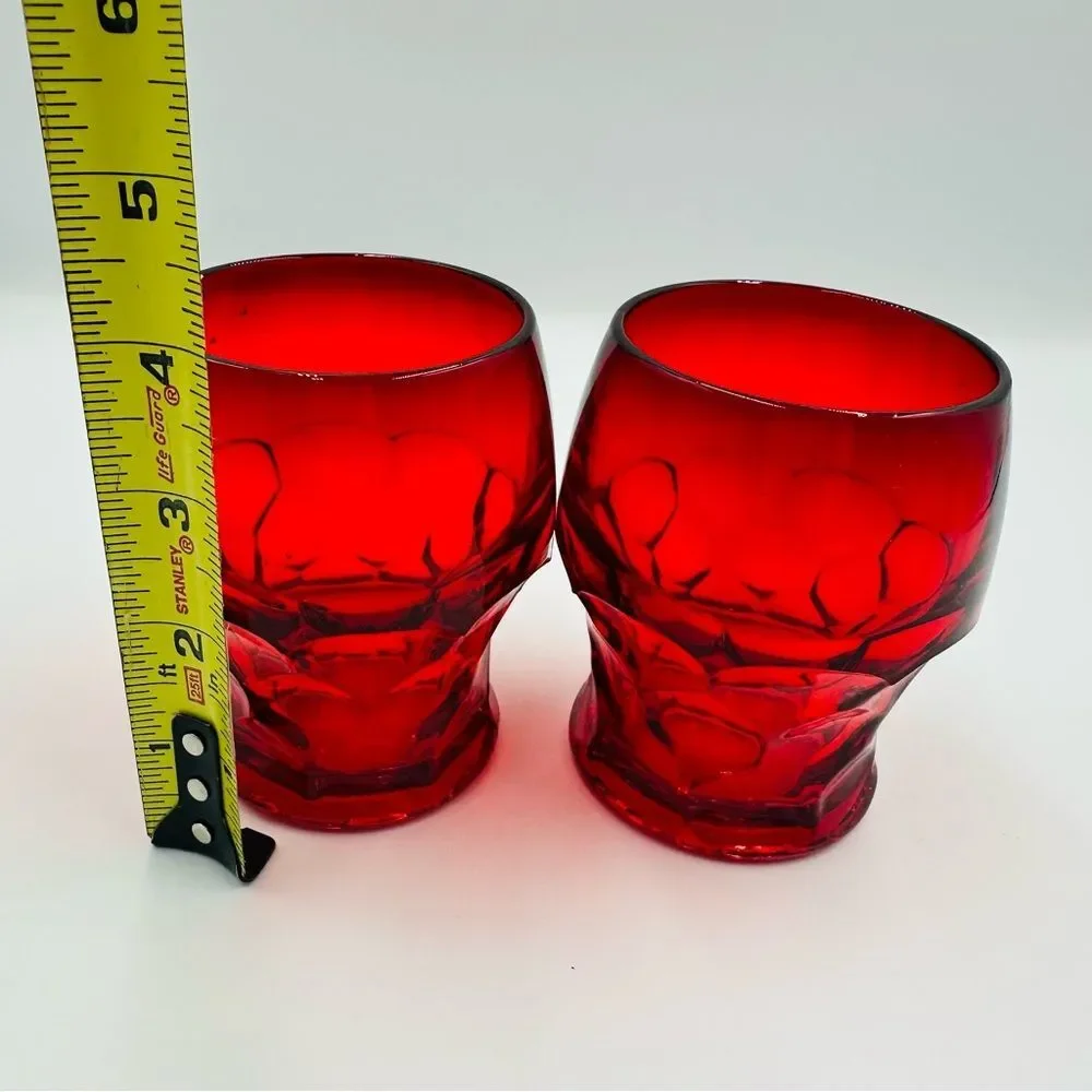 Vintage Glass Georgian Ruby Faceted Glass Tumblers Set of 2 Drinkware Holiday
