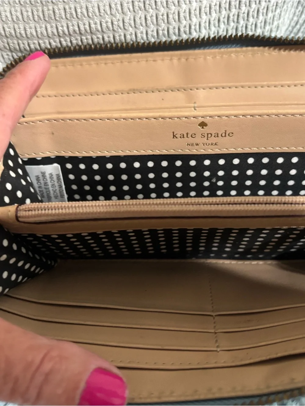 kate spade Quilted Pale Blue Leather Wallet with Gold Plaque