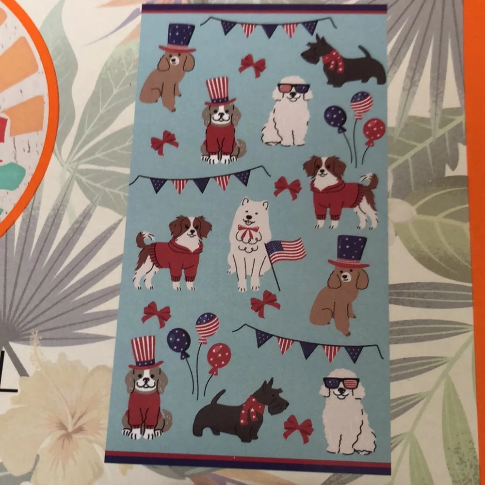 Sand & Surf Light Blue Beach Towel with Patriotic Dog Print