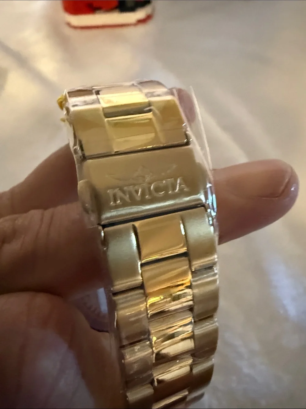 Invicta Gold and White Crystal-Accent Bracelet Watch
