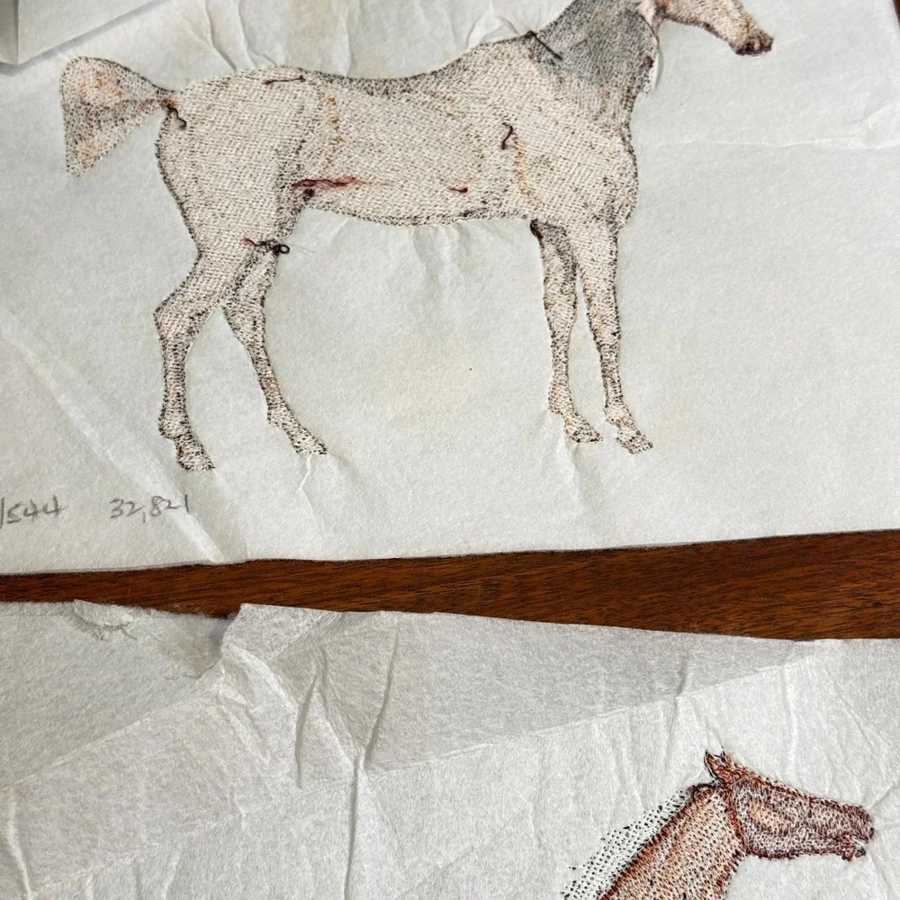 Vintage Arabian & Thoroughbred Horse Handmade Embroidery Sew On - Lot of 2