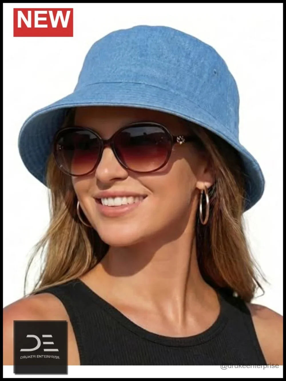 100% Cotton Bucket Hat with Adjustable Drawstring - Unisex Sun Hat for Beach