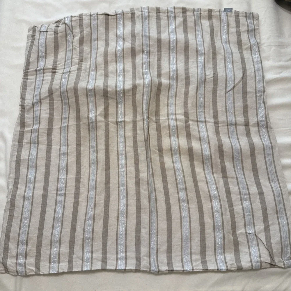 Serena & Lily Pillow Shams Euro Linen Cotton Lurex Metalic Beachy Cottage Beige