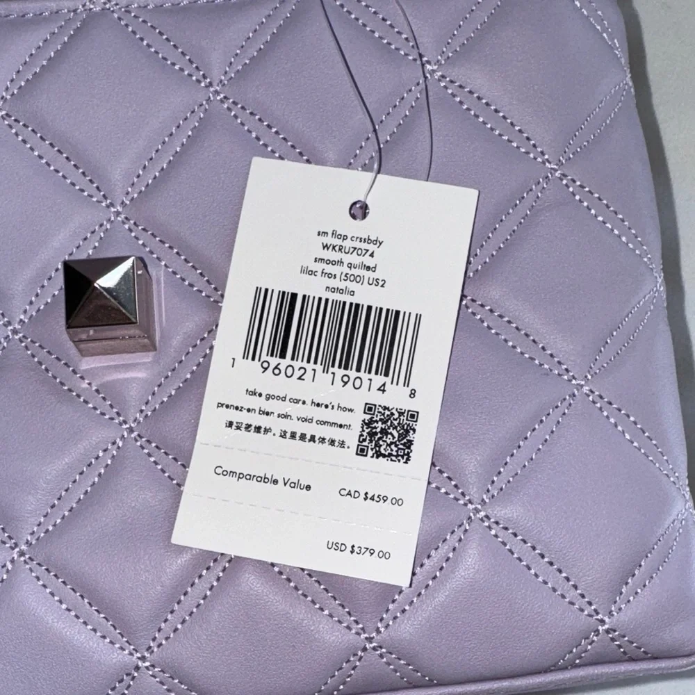 NWT Kate Spade Lilac Frost Natalia Quilted Square Leather Crossbody Bag