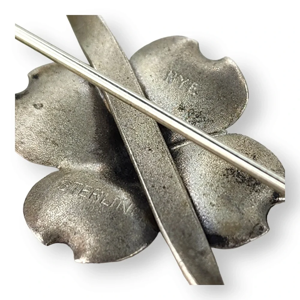 Stuart Nye Brooch Sterling Silver 925 Vintage Dogwood Flower Pin Signed