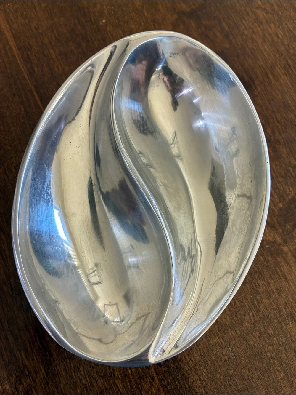 Silver-Color Double Compartment Serving Dish - Home Dining
