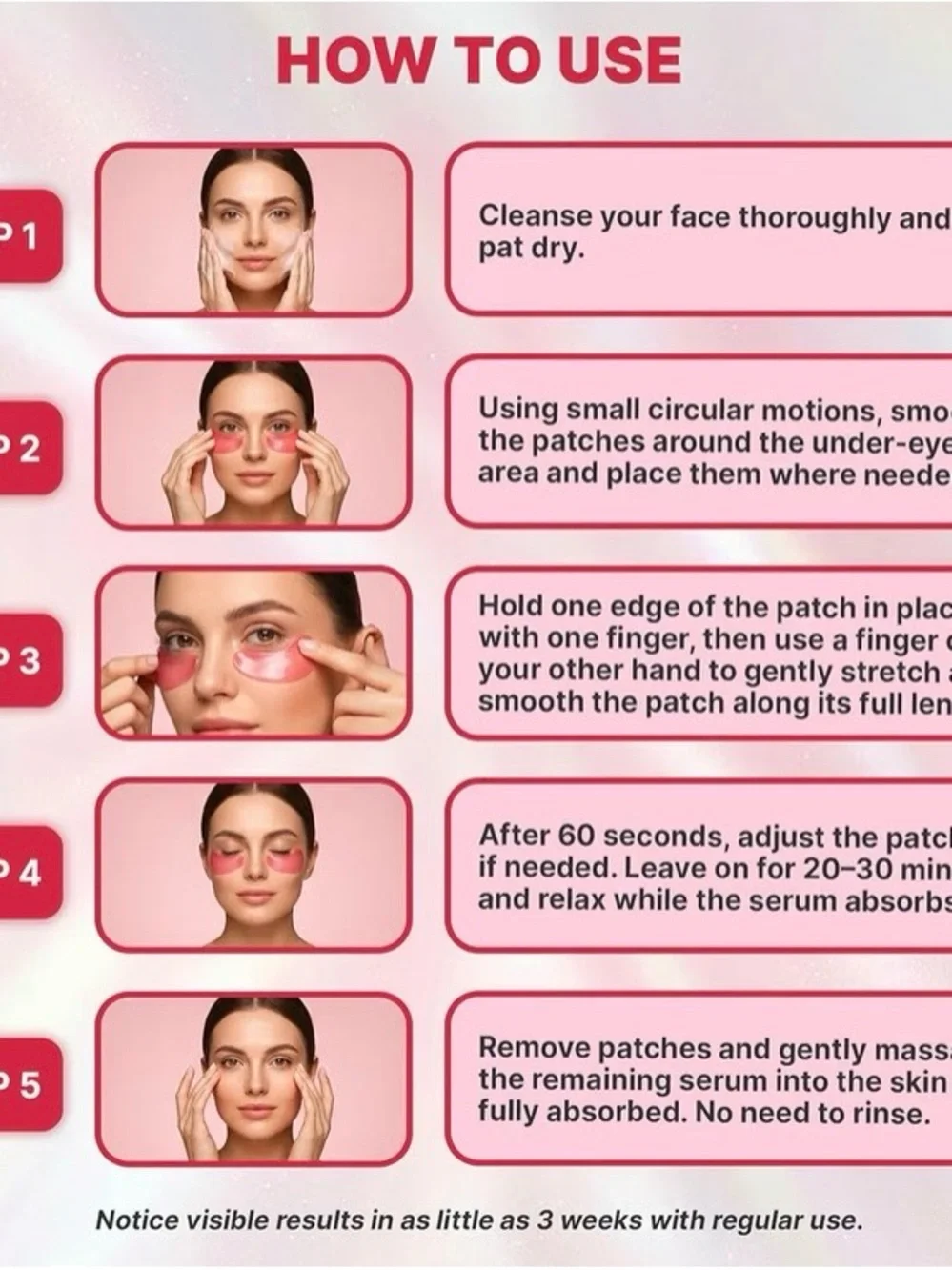 Revitalizing Hydrogel Eye Patches Pink 15 Pairs Caffeine Hyaluronic Acid