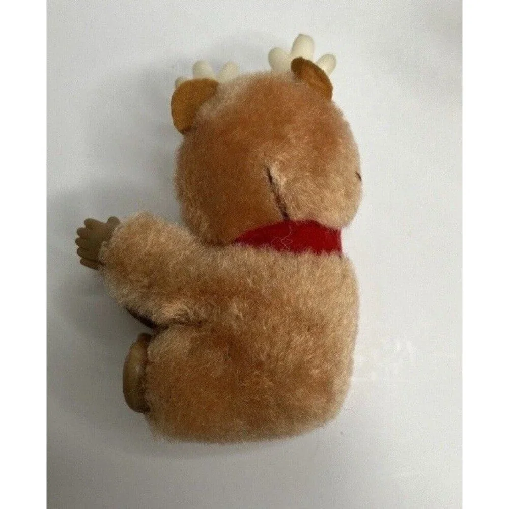 Lot 3 Rudolph Reindeer Clip On Pencil Hugger Flocked Ornament Plush Vintage