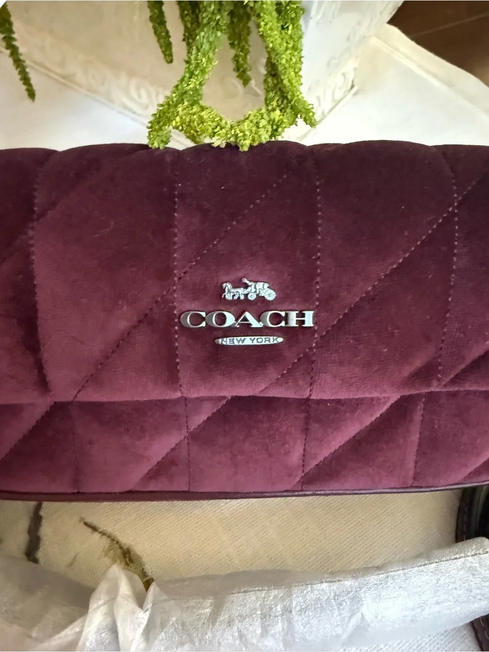Coach quilted velvet
