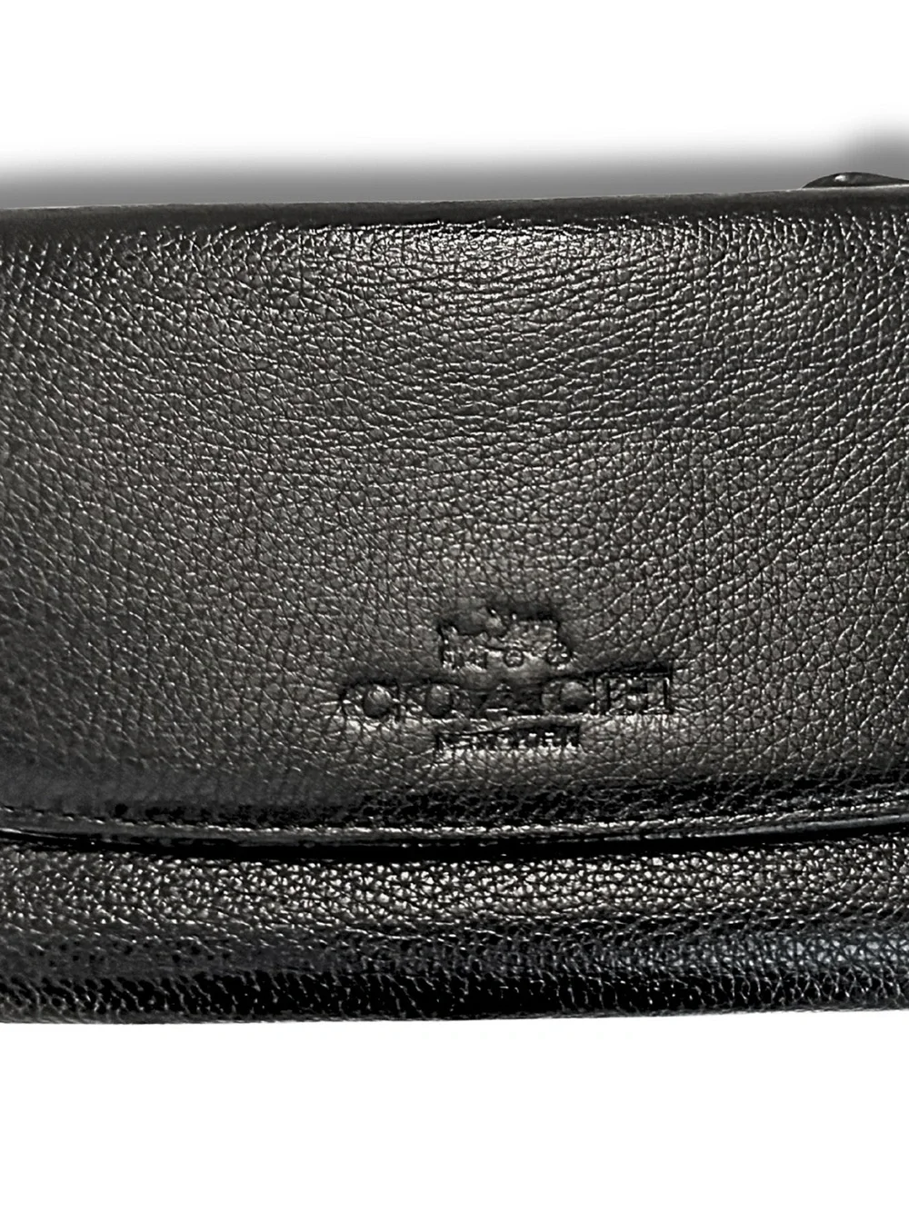 Coach Slim Envelope Wallet Pebbled Leather Black F52715 Card Holder Clutch