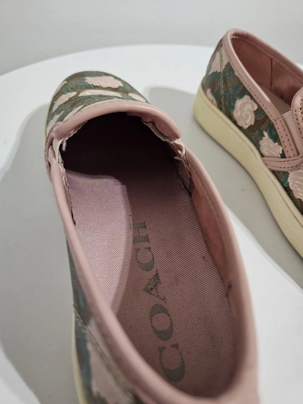 Coach Floral Signature Slip On Sneakers Pink Rose Print Size 6.5