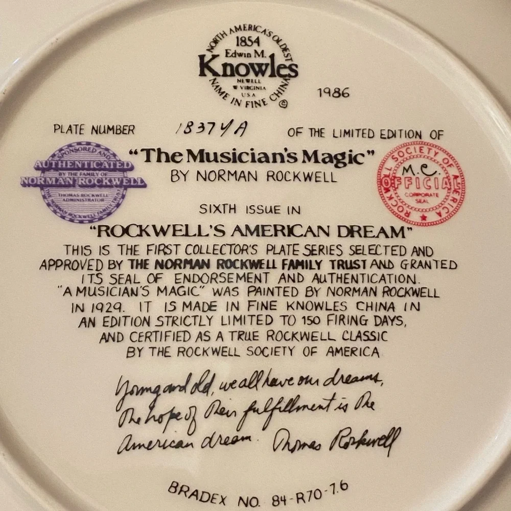 Knowles Collector Plate Norman Rockwell The Musicians Magic