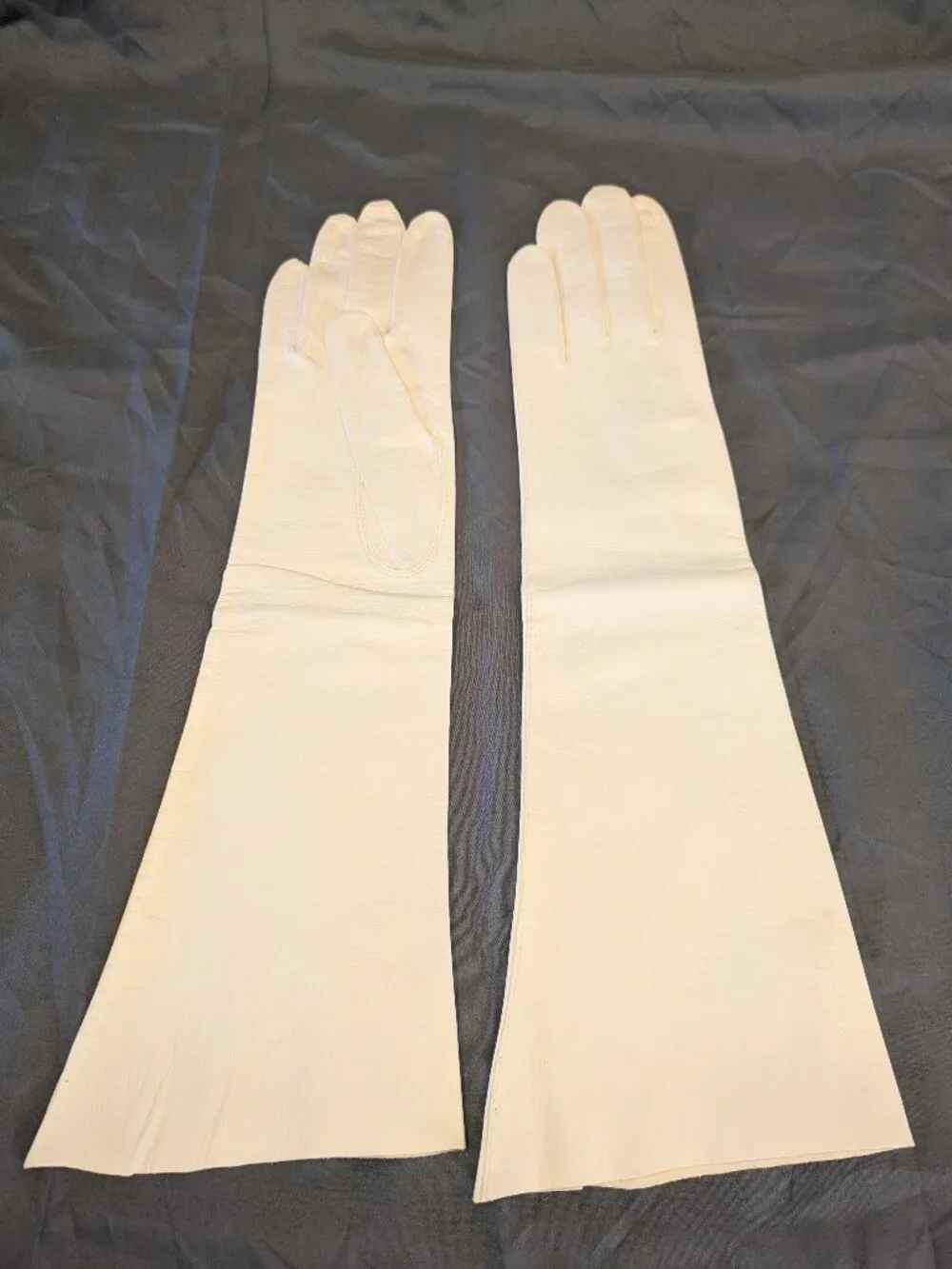 Vintage white kid leather evening gloves