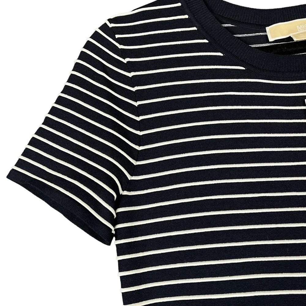 Michael Kors Ottoman Stripe Navy Bodycon Dress Women's Size Large