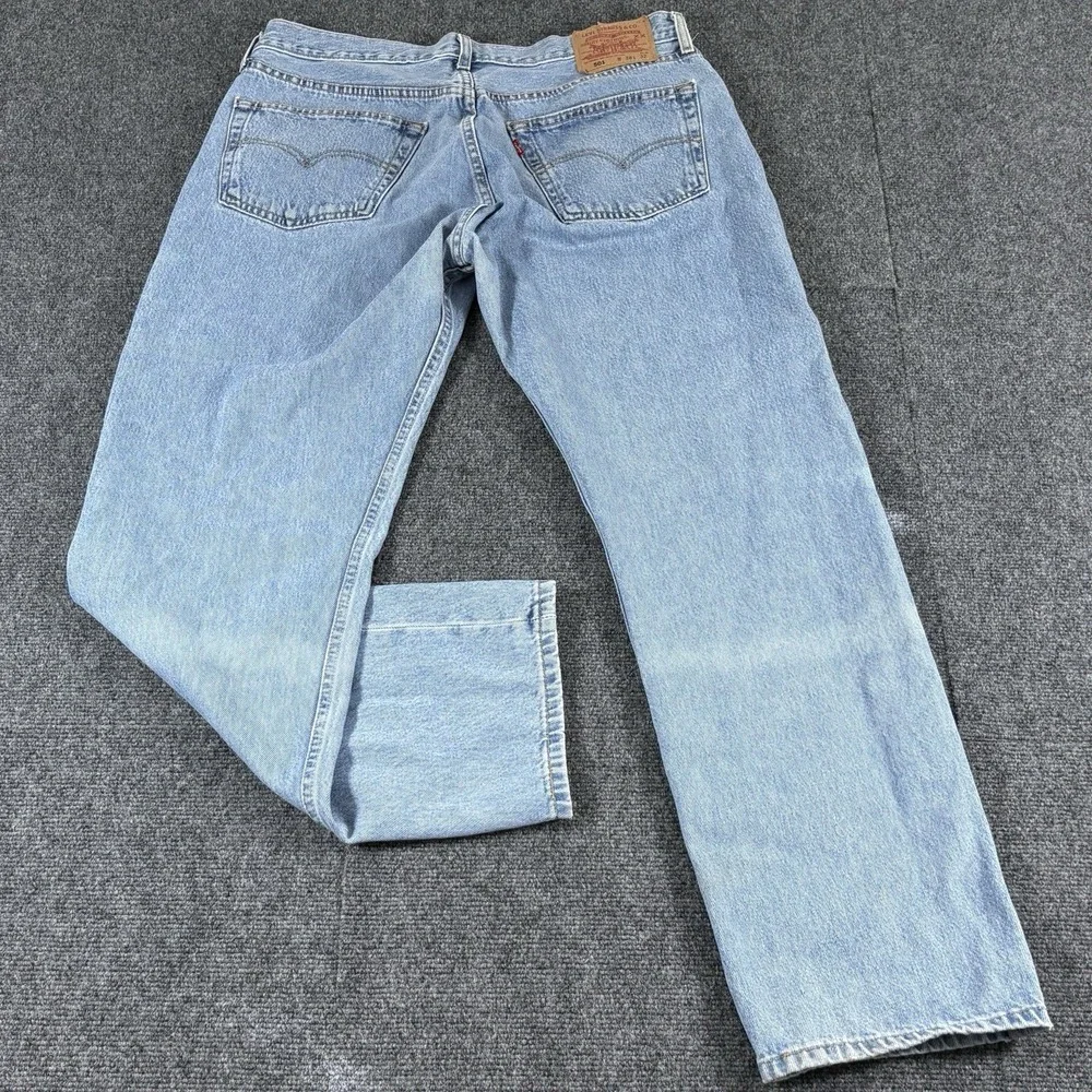 Vintage‎ Y2K Levi's 501 Button Fly Jeans Fits 36x31 Red Tab Distressed Fade Blue
