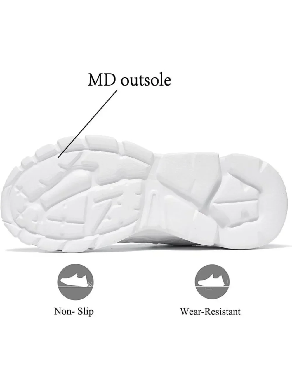Men's White Lightweight Non Slip Resistant Athletic Sports Walking Sneaker