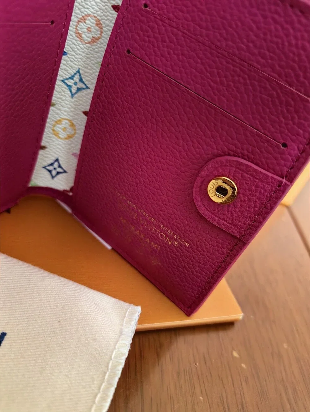 Louis Vuitton Pink Embossed Monogram Small Wallet with Gold Charm