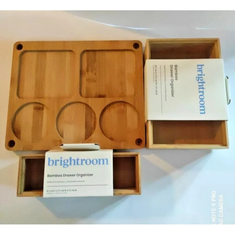 Brightroom Bamboo Drawer Organizer Set – 3 Pieces – Kitchen Bathroom Office