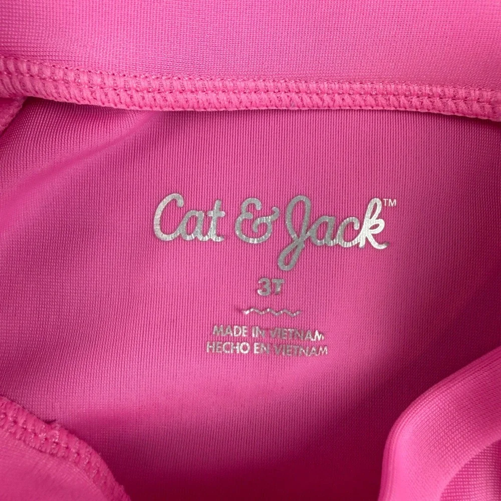 Cat & Jack Rash Guard Kids 3T Pink Happy‎ Little Sunshine Long Sleeve Swim Top