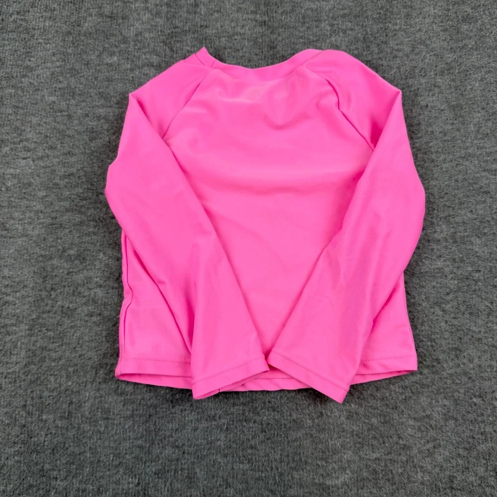 Cat & Jack Rash Guard Kids 3T Pink Happy‎ Little Sunshine Long Sleeve Swim Top