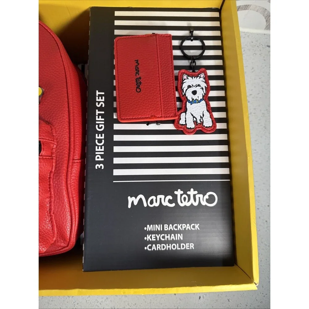Marc Tetro 3 Pc Gift Set Mini Backpack Keychain Cardholder Purse Scottie‎ Dog