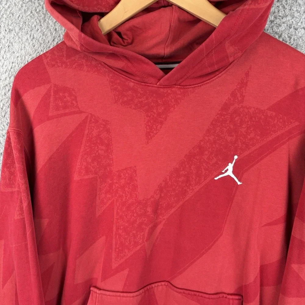 Michael Air Jordan Hoodie Sweatshirt Mens Large Red All Over Print Jumpman