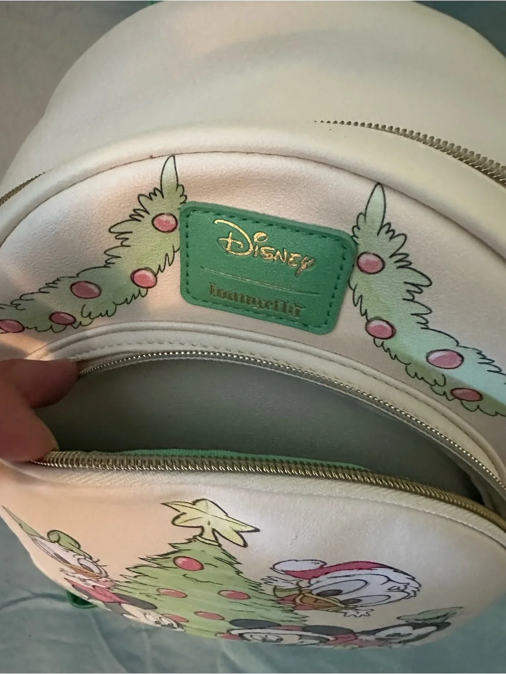 Disney White & Green Holiday Mickey & Friends Mini Backpack