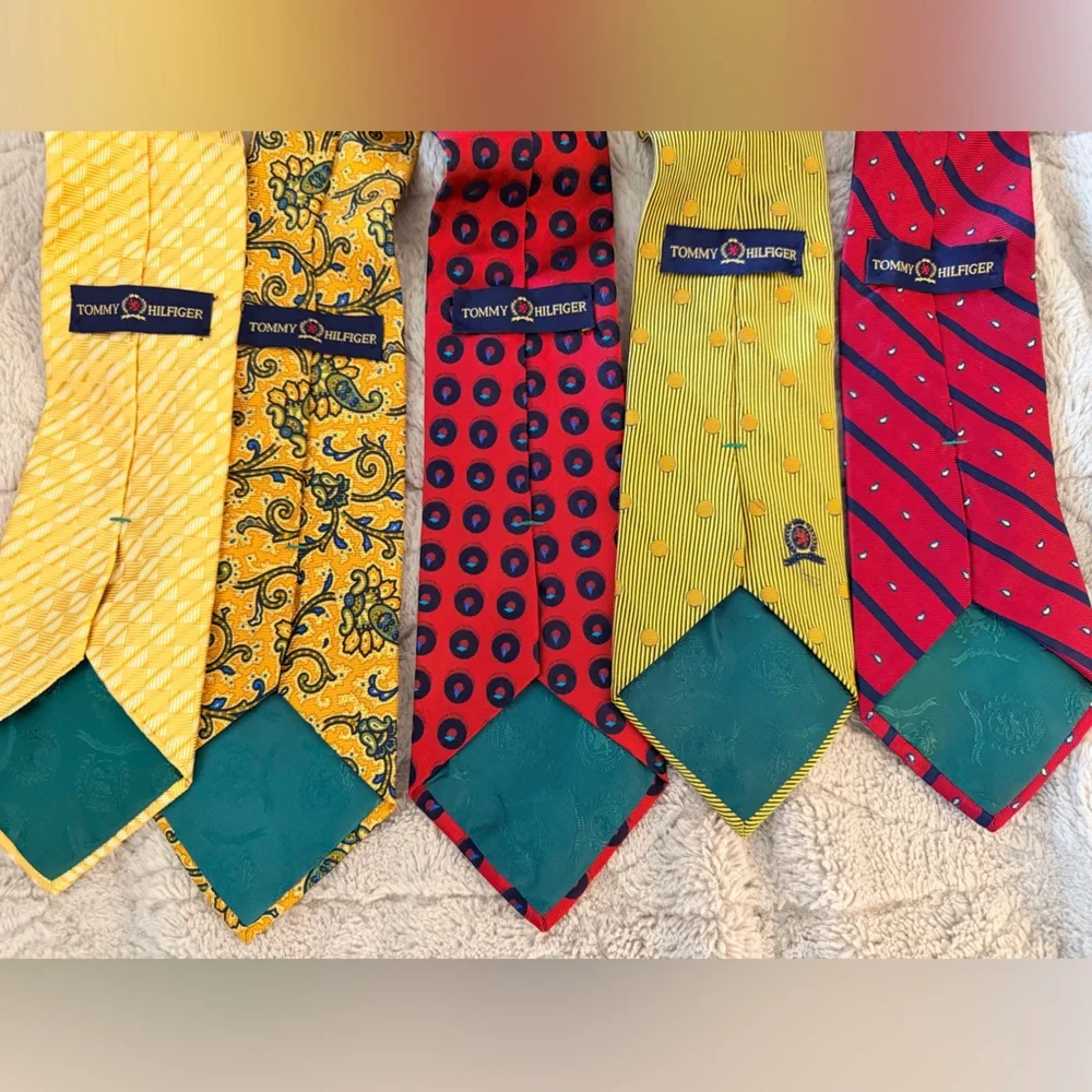 Lot of 6 beautiful two toned Tommy Hilfiger 58” 100% silk tie EUC