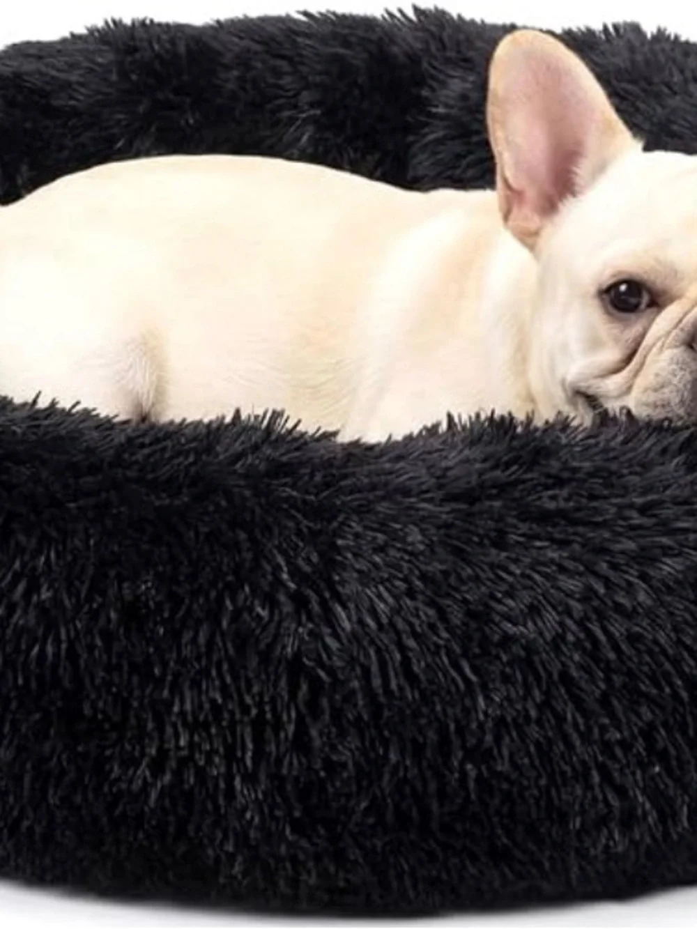 Plush Donut Dog Bed - Black