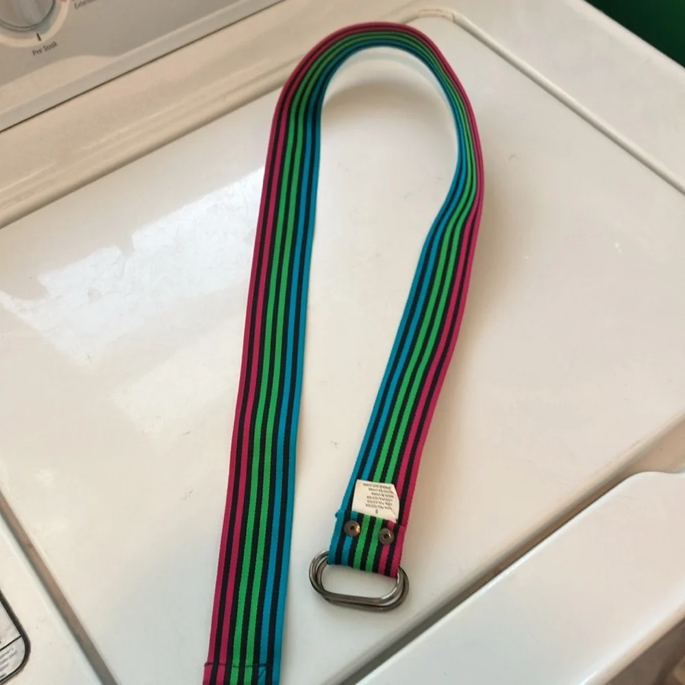 Colorful Striped slide belt size 8 black pink green blue