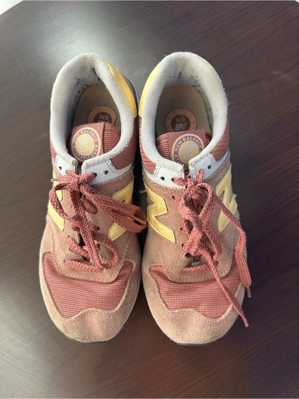 New Balance Women’s Sneakers in Dusty Pink and Yellow Accent