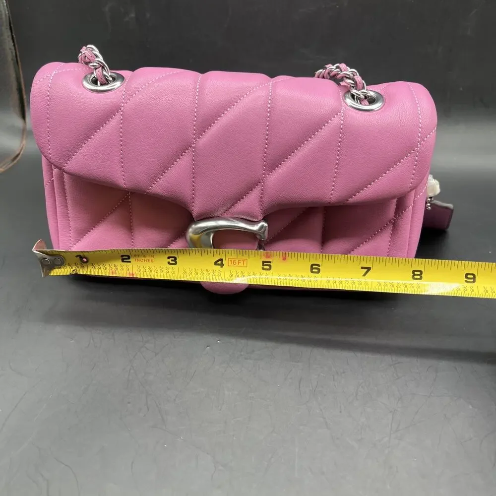 Coach Tabby 26 Vivid Pink Quilted Leather Shoulder Bag Chain Strap Purse CP149