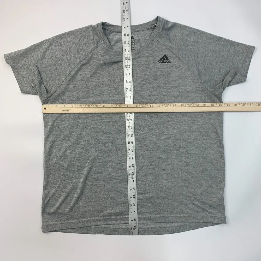 Adidas Training T Shirt Mens XL Extra Large Gray Climalite Short Sleeve Spacedye