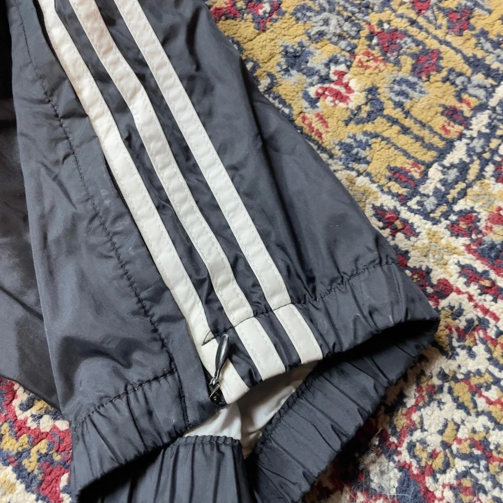 Adidas Mens Track Pants Black‎ White 3 Stripe Athletic Joggers Size M