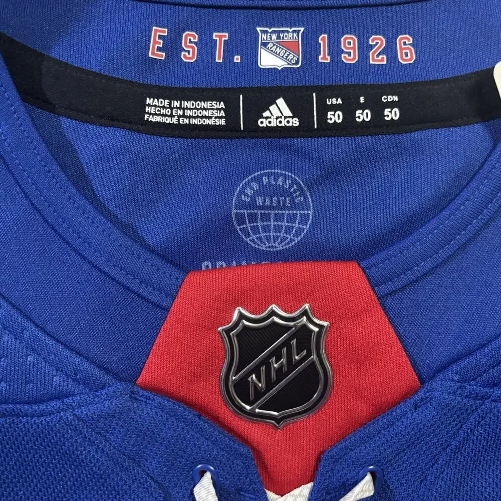 Adidas NY Rangers Alexis Lafreniere 13 Authentic Blue Jersey Men Size 50 NWT