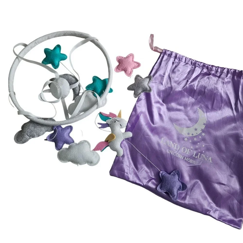Land Of Luna Unicorn Mobile Nursery Decor Stars‎ Clouds Purple Plushy Celestial