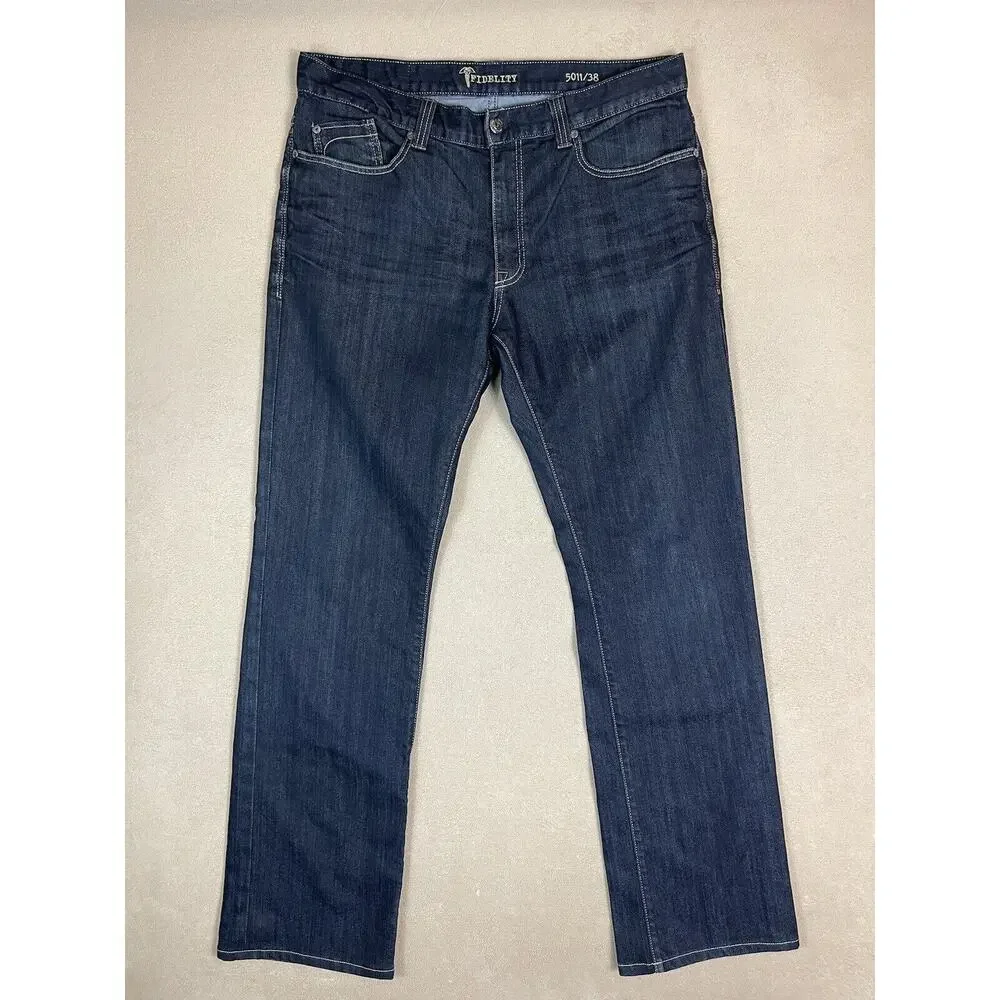 Fidelity Jeans Mens‎ 38 Blue 5011 Sabbath Rinse Straight Leg Mid Rise Denim