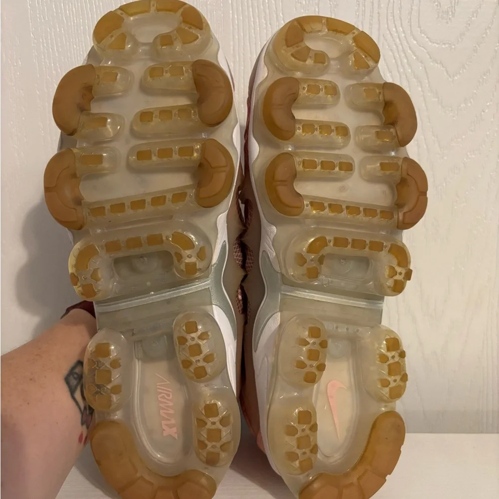 Nike | Women's Pink and Tan VaporMax-Style Sneakers | Size 10