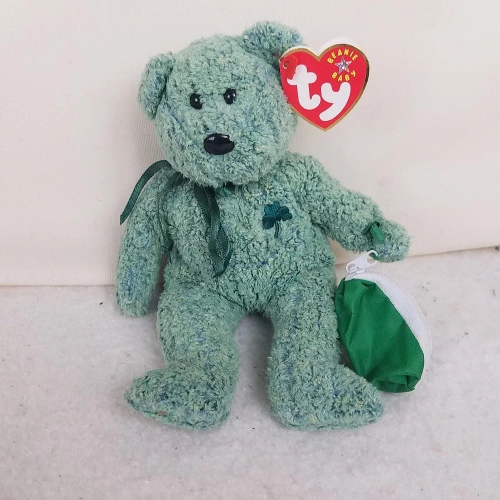 Ty‎ Plush Beanie Baby Shamrock the Bear Buddies 8 in green with bag