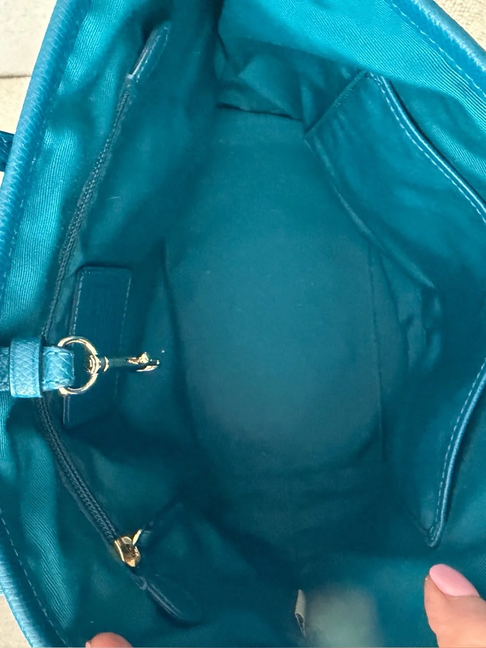 COACH Blue Leather Tote with Gold Hardware