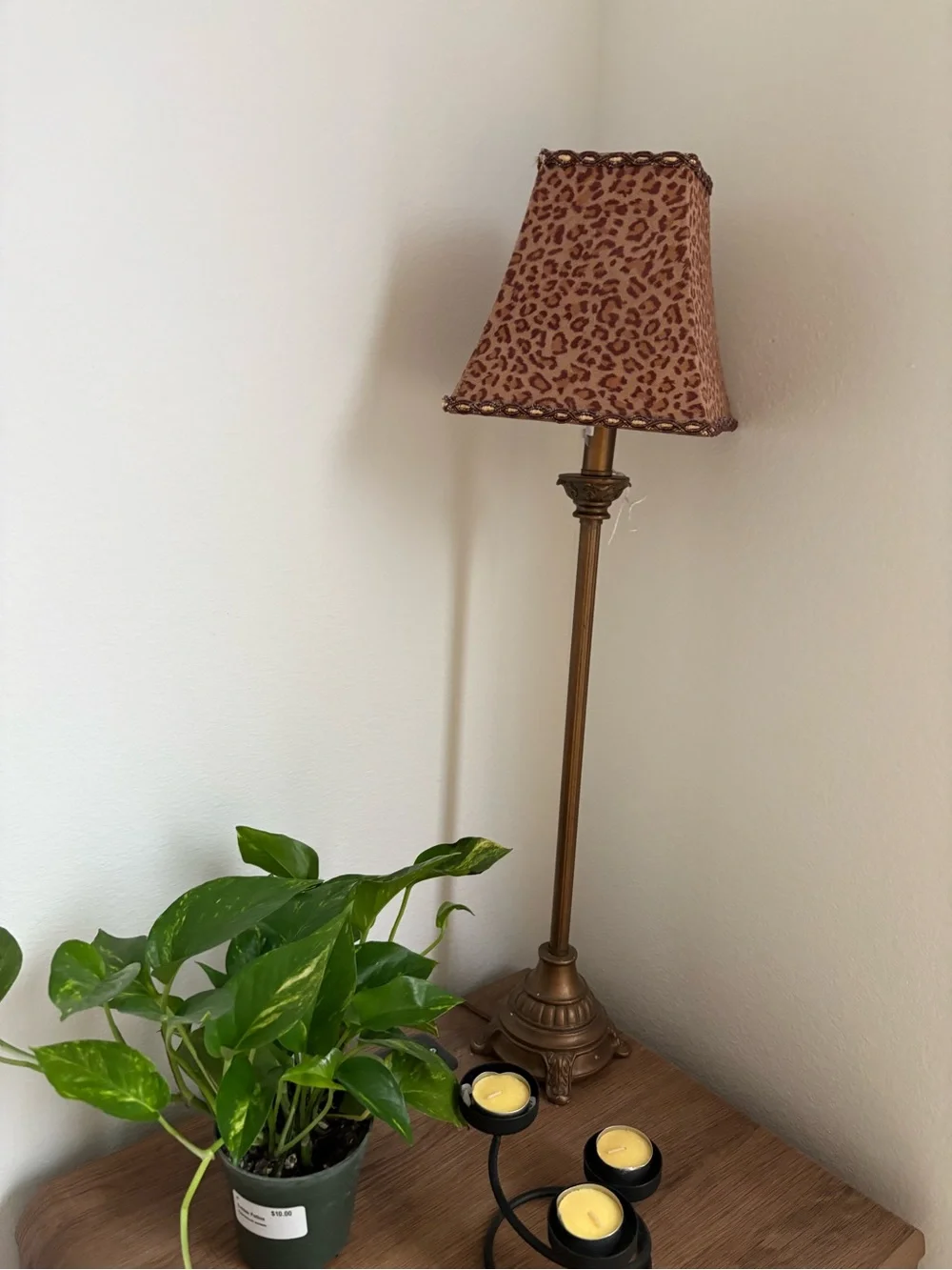 Leopard Print Table Lamp with Brown Shade - Home Accents