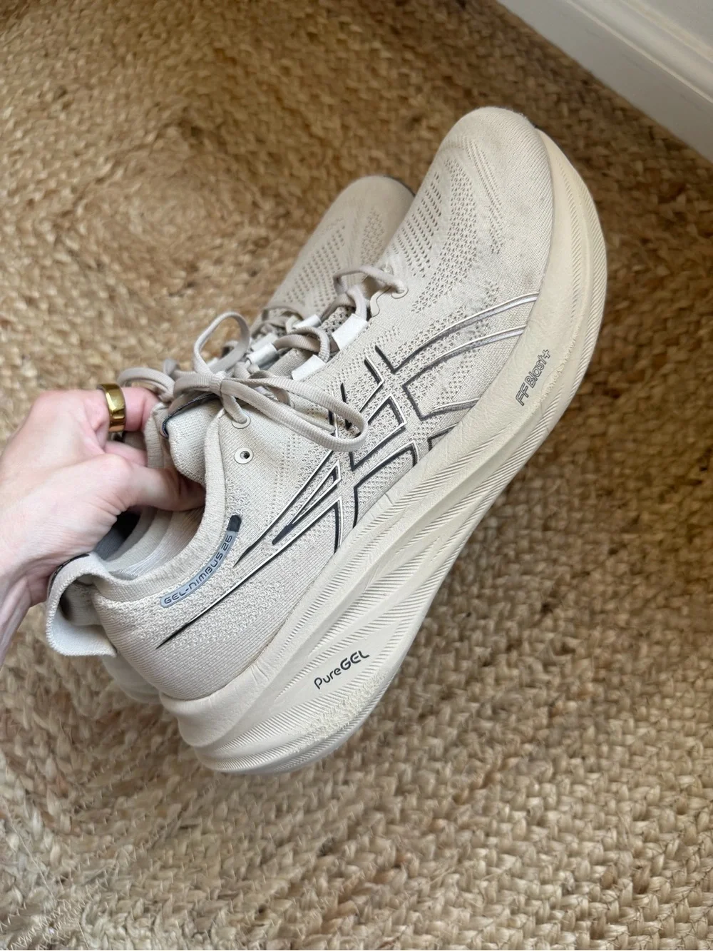 ASICS Gel Nimbus 26 Size 12 Neutral Beige Running Shoe Sneakers