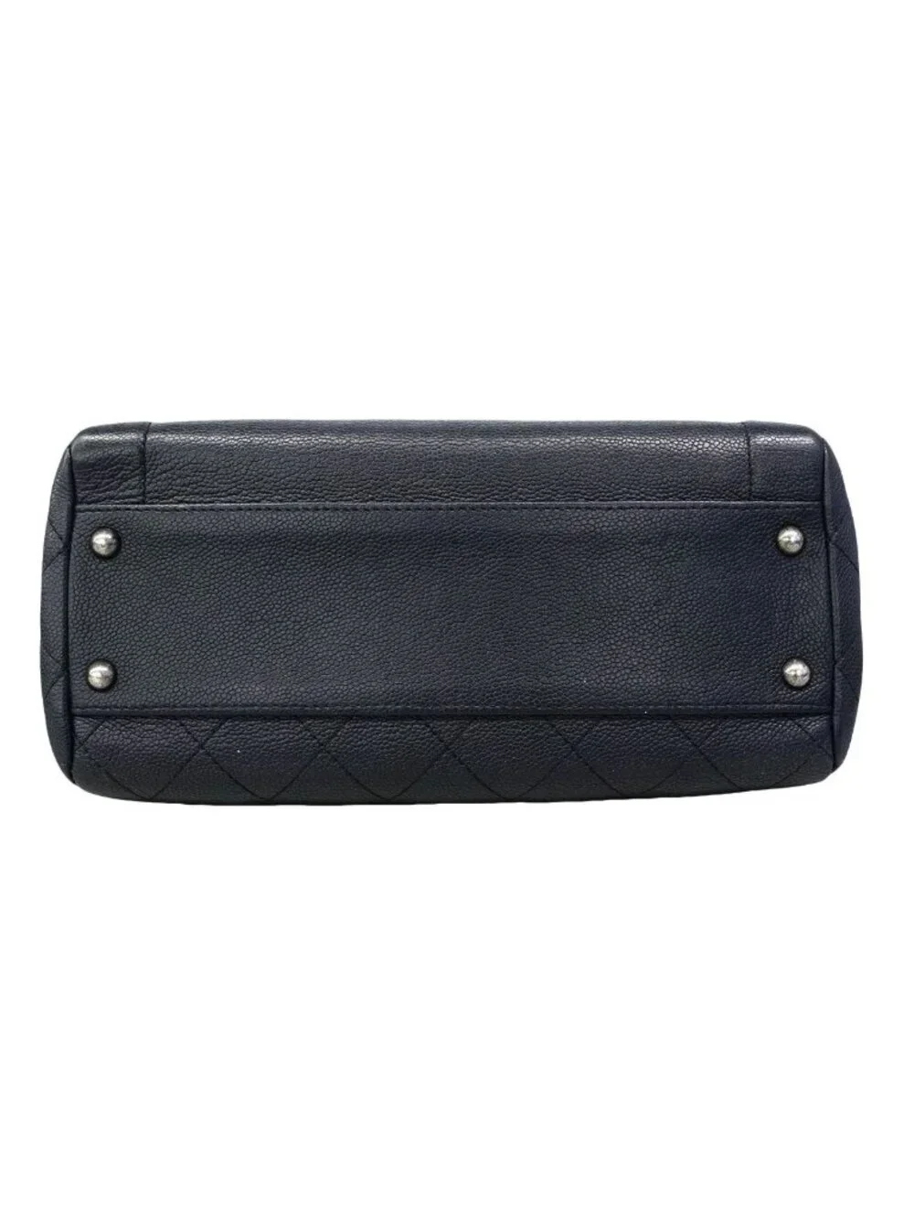 Chanel Handbag Quilted Leather Navy Silver 2-Way