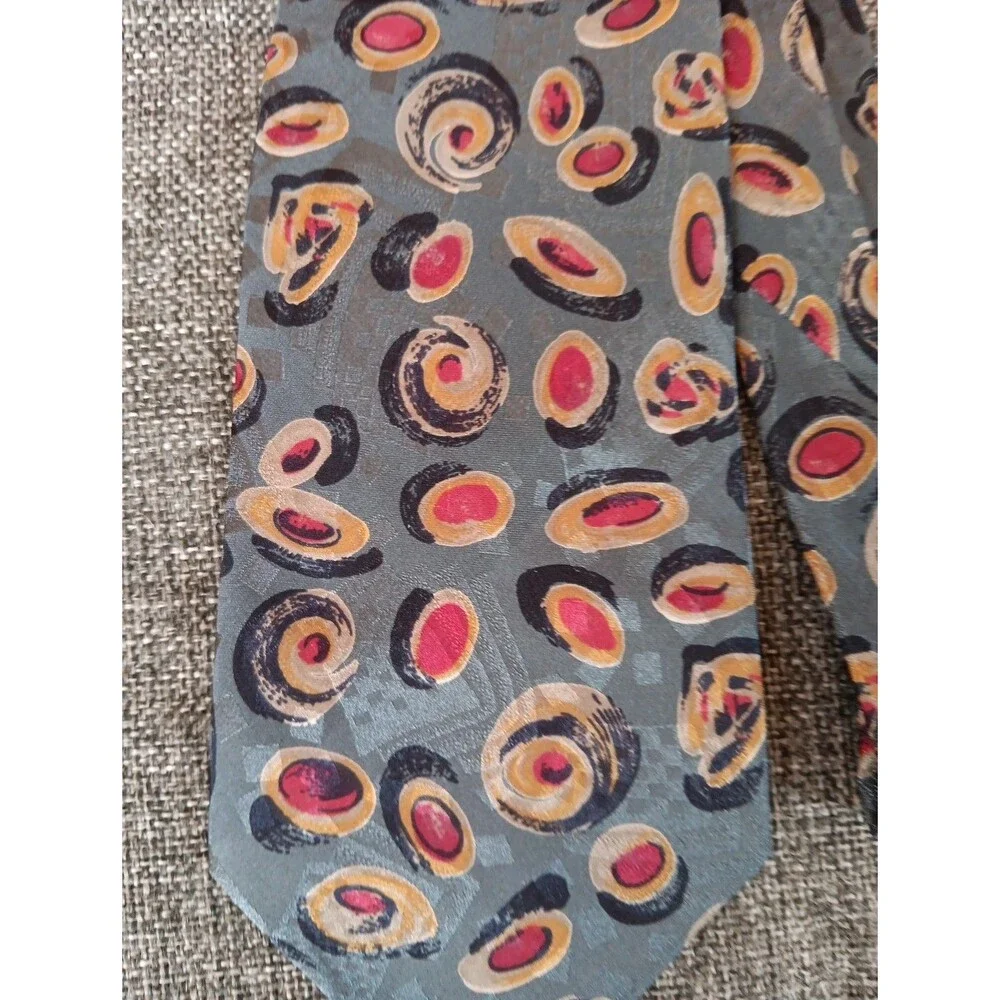 Tie 70s 80s 90s Y2K Mens Secours Silk Blue Beige Gold Red 3.75  Wide 58 Long